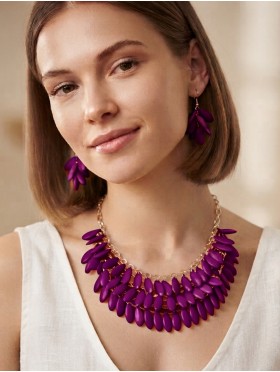 COLOUR BEAD NECKLACE WITH EARRING SET
